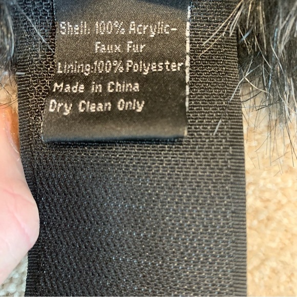 Surell dark gray black faux fur headband neck scarf - Picture 7 of 10